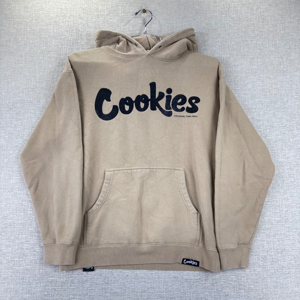 Cookies SF Original Thin Mint Hoodie Mens Medium Tan Khaki Pullover Sweatshirt
